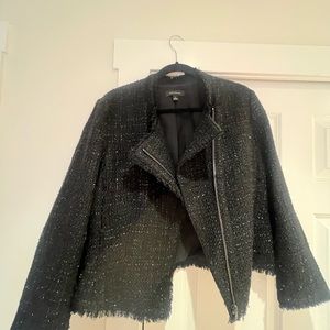 Ann Taylor Black tweed jacket with silver detailing